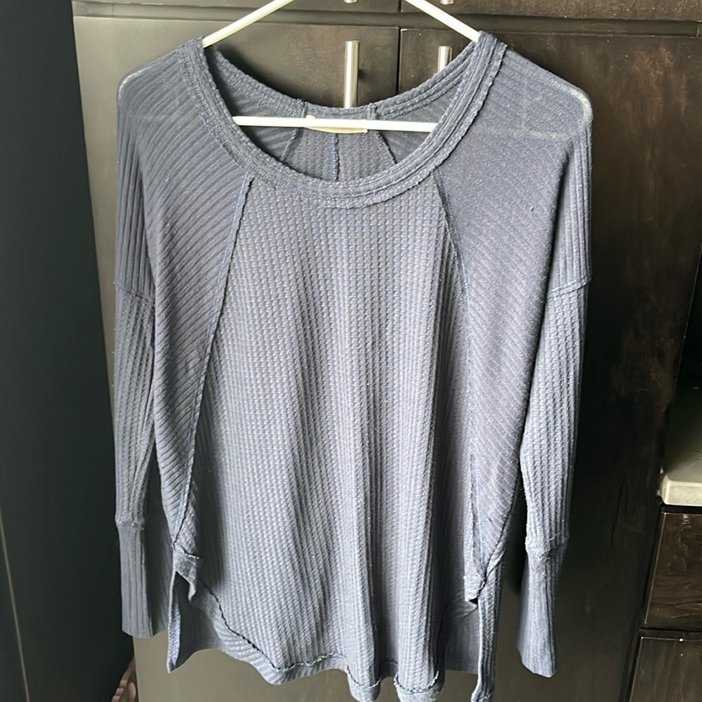 Navy waffle top